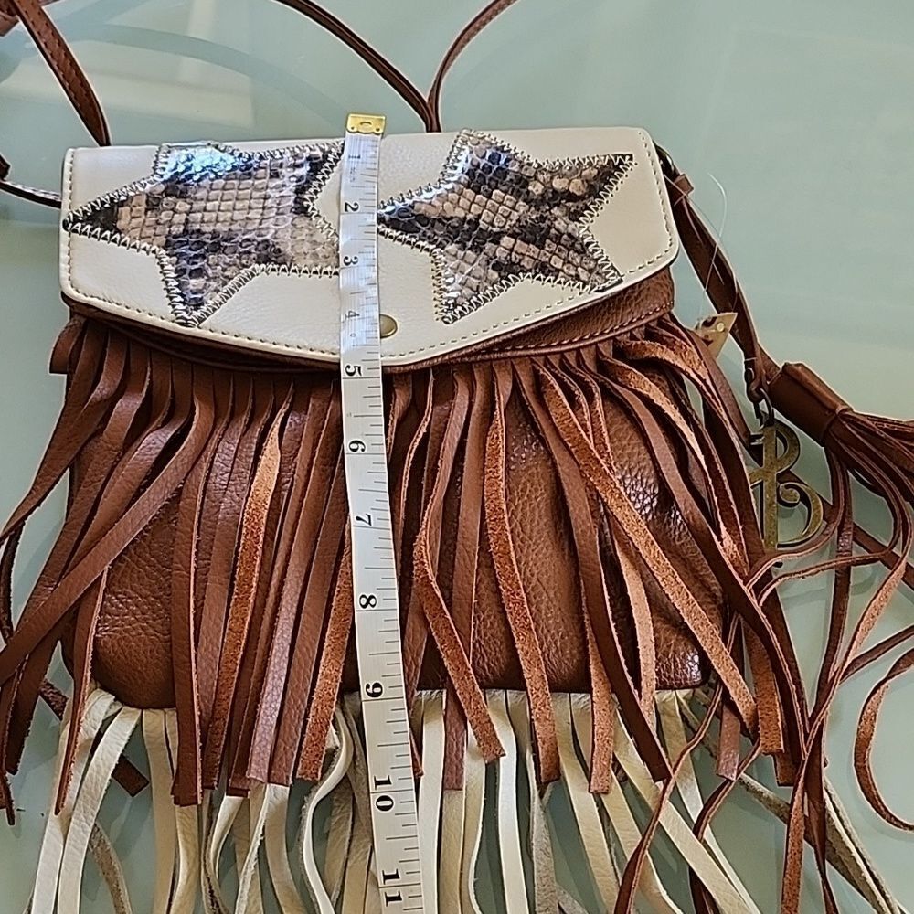 Carlos Falchi Lyric Boho Retro '60s Hippie Woodstock Themed Leather Bag New! - Picture 9 of 9